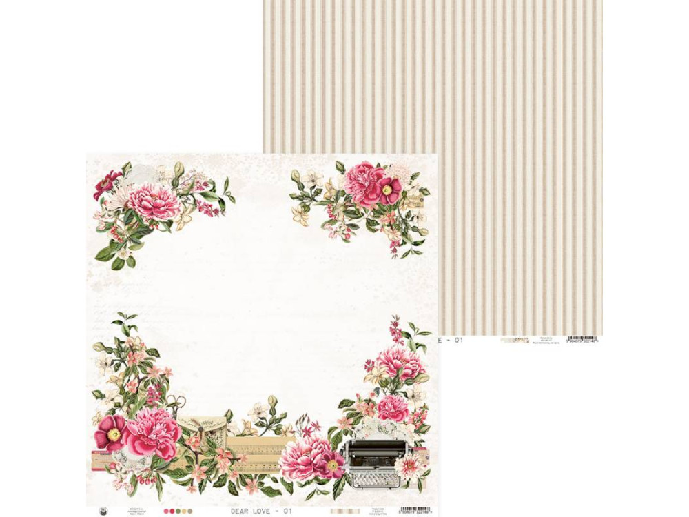 Scrapbooking paper 30,5 x 30,5 cm - Piątek Trzynastego - Dear Love 01