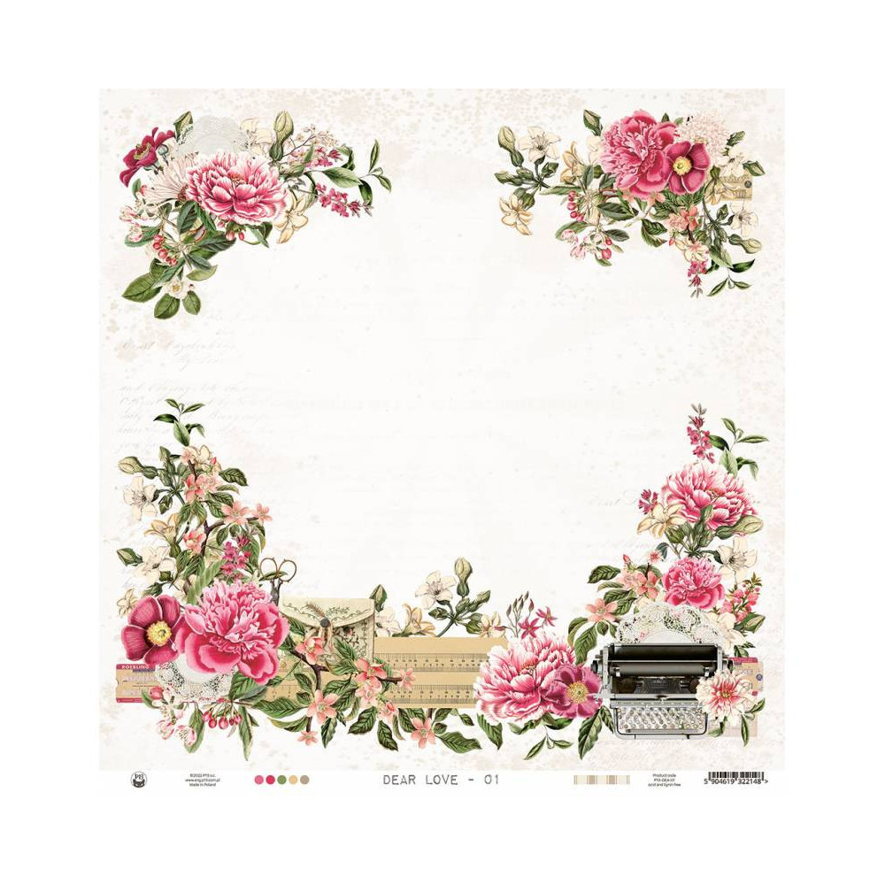 Scrapbooking paper 30,5 x 30,5 cm - Piątek Trzynastego - Dear Love 01