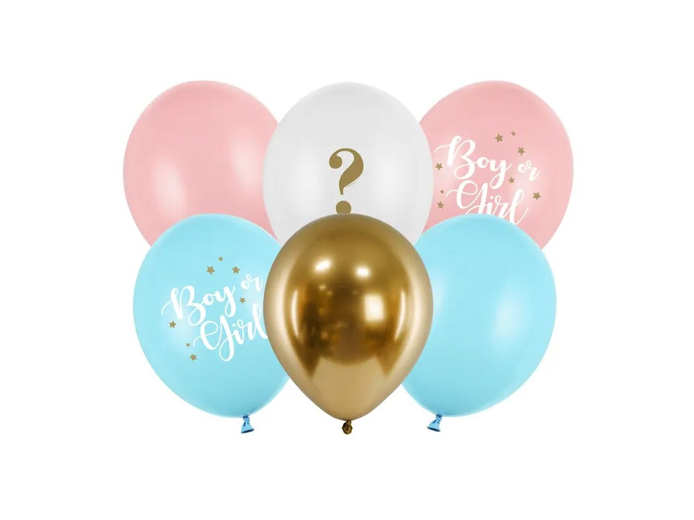Latex balloons, Boy or Girl - pastel, 30 cm, 6 pcs