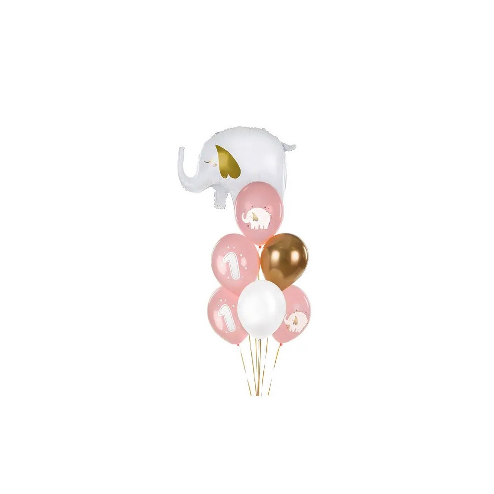 Latex balloons, 1 st Birthday - Baby Pink, 30 cm, 6 pcs.