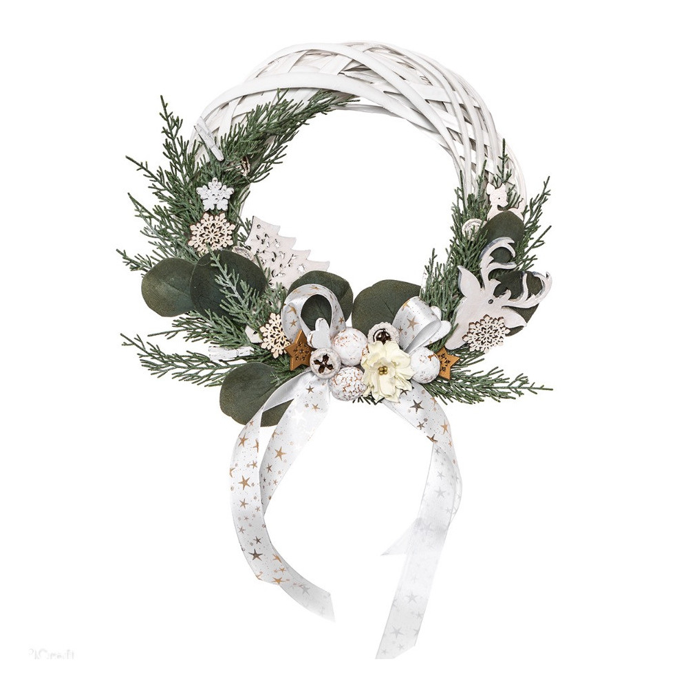 Braided wreath, base for garlands - DpCraft - white, 15 cm