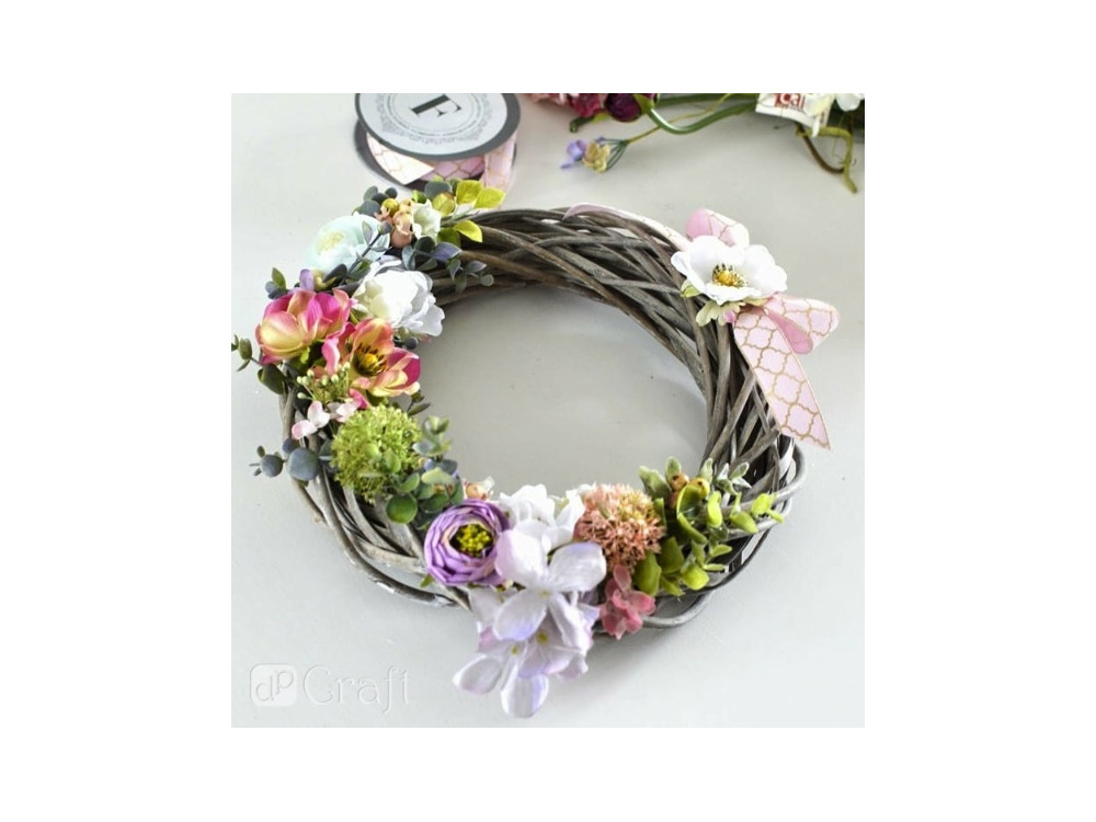 Braided wreath, base for garlands - DpCraft - grey, 15 cm