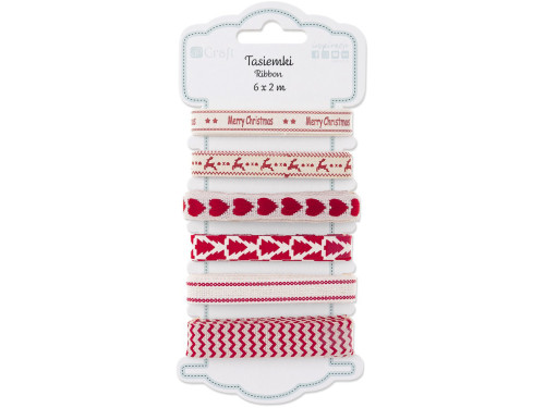 Tasiemki ozdobne, Festive Red - DpCraft - 6 szt. x 2 m