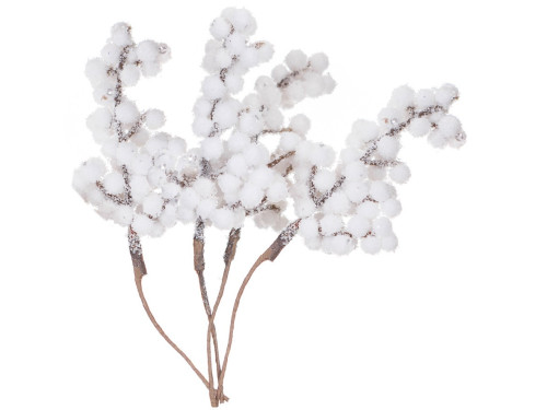 Jagody oszronione na druciku - DpCraft - białe, 10 cm, 4 wiązki