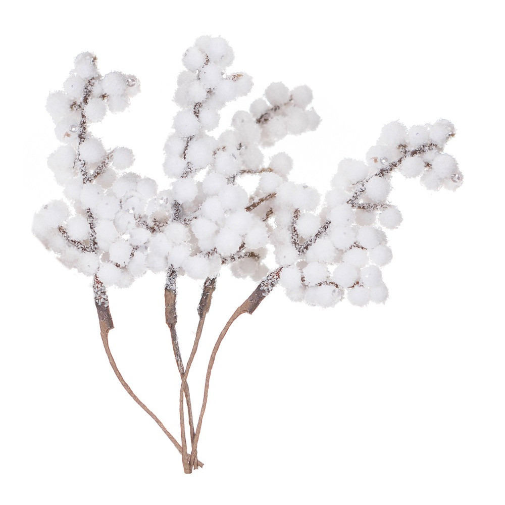 Frosted berries on wires - DpCraft - white, 10 cm, 4 pcs.