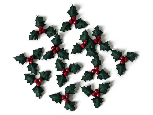 Paper holly - DpCraft - 12 pcs.