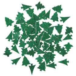 Naklejki z pianki z brokatem, Choinki - DpCraft - zielone, 65 szt.