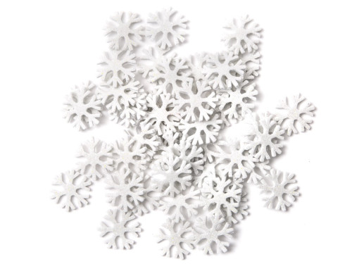 Foam stickers with glitter, Snowflakes - DpCraft - white, 50 pcs.