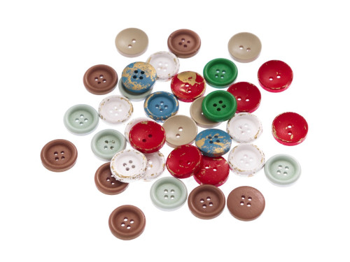 Wooden buttons - DpCraft - multicolor, 35 pcs.