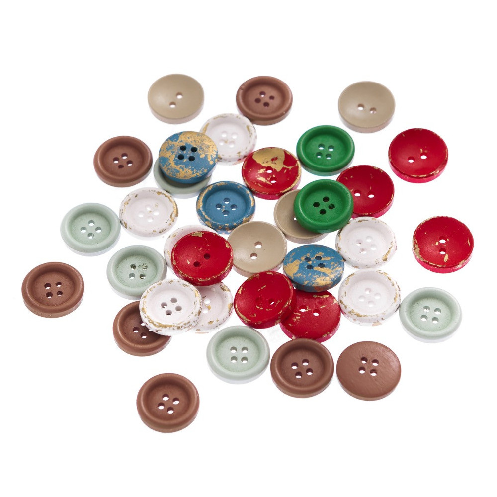 Wooden buttons - DpCraft - multicolor, 35 pcs.