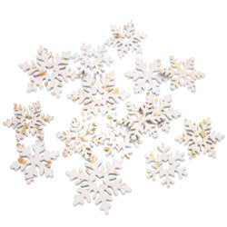 Wooden snowflakes - DpCraft - white, 15 pcs.
