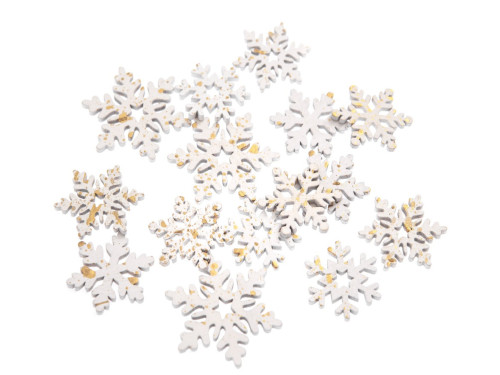 Wooden snowflakes - DpCraft - white, 15 pcs.