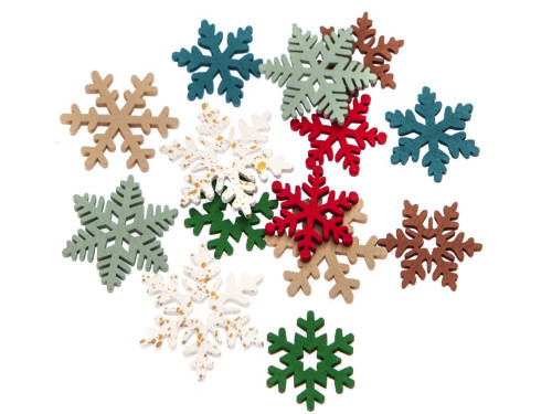 Wooden snowflakes, gilding - DpCraft - multicolor, 14 pcs.