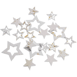 Wooden stars, gilding - DpCraft - white, 20 pcs.