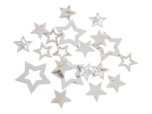 Wooden stars, gilding - DpCraft - white, 20 pcs.