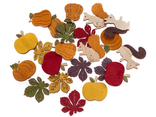 Wooden autumn self-adhesive motifs - DpCraft - 20 pcs.