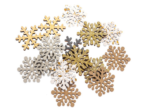 Wooden snowflakes - DpCraft - multicolor, 15 pcs.