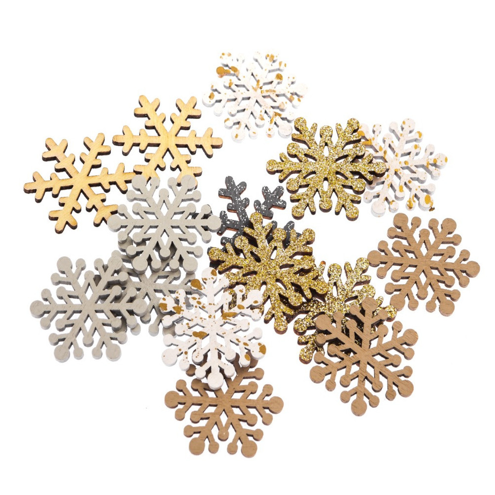 Wooden snowflakes - DpCraft - multicolor, 15 pcs.