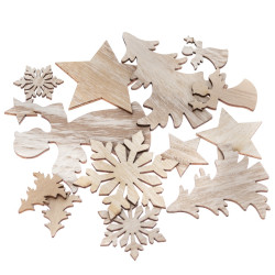 Wooden bleached Christmas motifs - DpCraft - natural, 12 pcs.