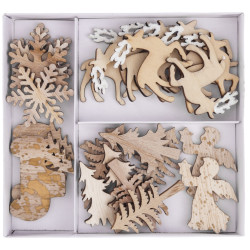Wooden Christmas motifs - DpCraft - natural, 24 pcs.