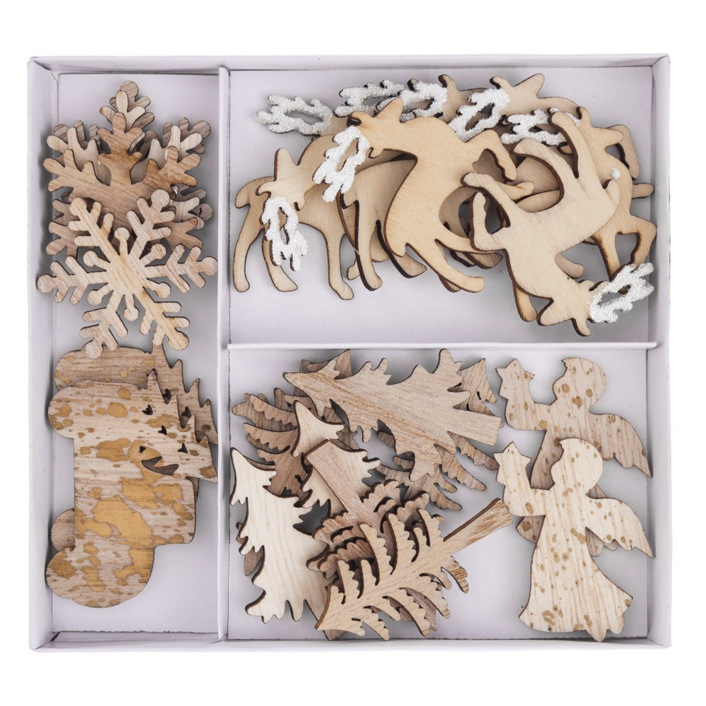 Wooden Christmas motifs - DpCraft - natural, 24 pcs.
