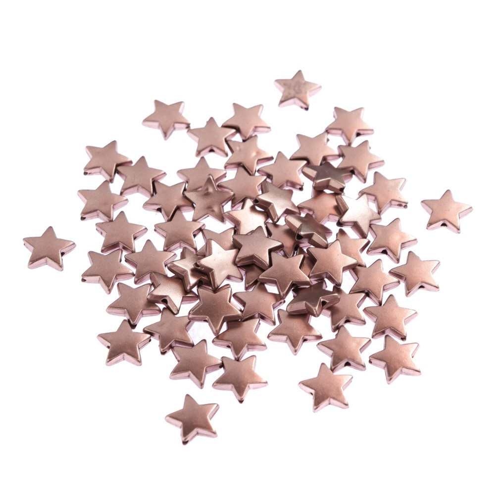 Koraliki gwiazdki - DpCraft - różowe złoto, 1 cm, 60 szt.