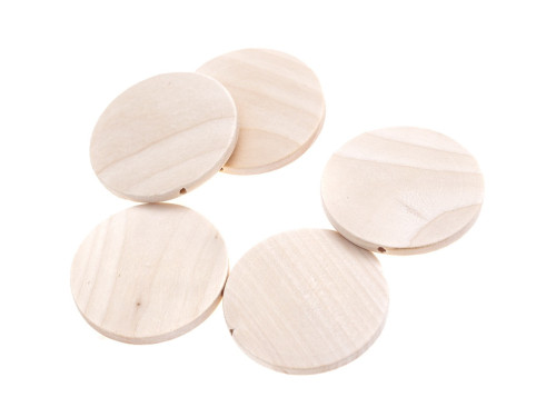 Koraliki drewniane monety - DpCraft - naturalne, 5 cm, 5 szt.