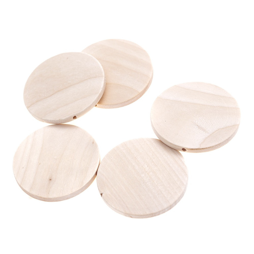 Wooden disc beads - DpCraft - natural, 5 cm, 5 pcs.
