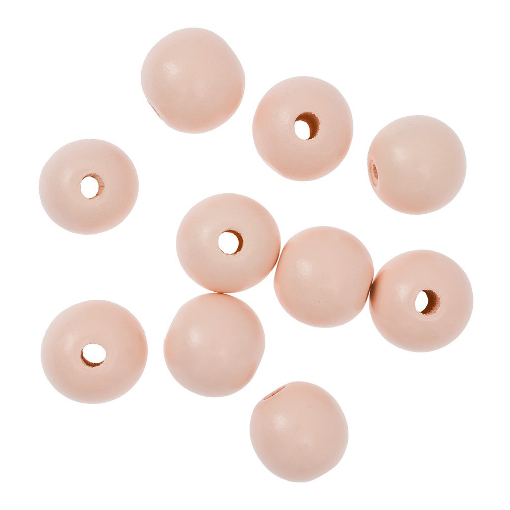 Wooden beads - DpCraft - powder pink, 2,5 cm, 10 pcs.