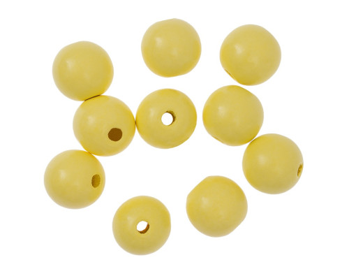 Koraliki drewniane kulki - DpCraft - żółte, 2,5 cm, 10 szt.