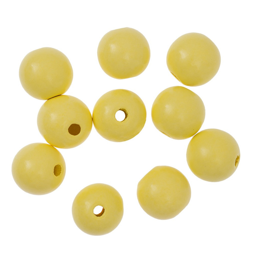 Wooden beads - DpCraft - yellow, 2,5 cm, 10 pcs.