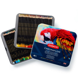 Set of Chromaflow colored pencils in metal tin - Derwent - 48 colors