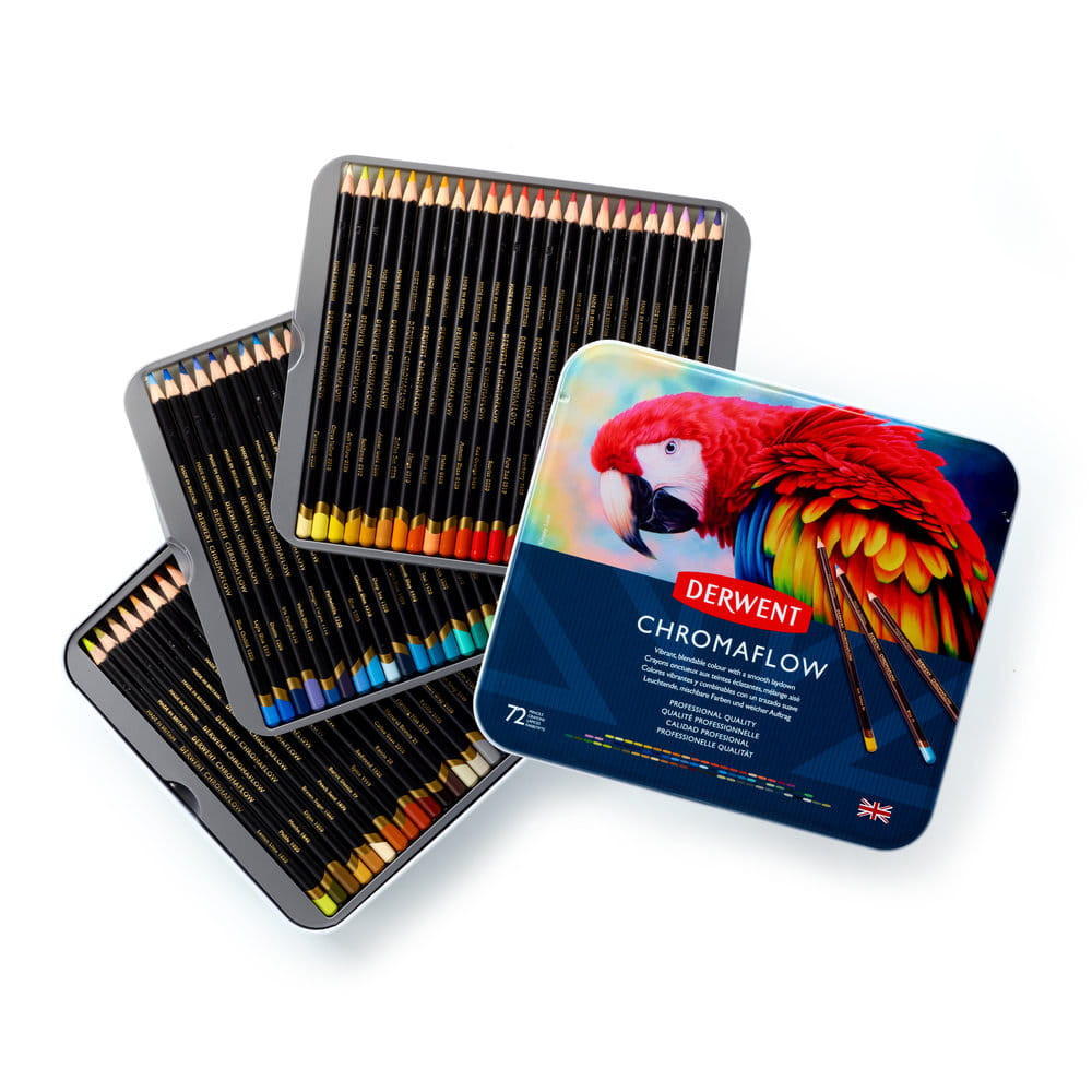 Set of Chromaflow colored pencils in metal tin - Derwent - 72 colors