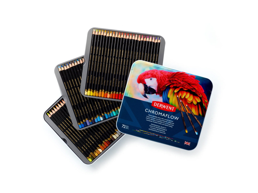 Set of Chromaflow colored pencils in metal tin - Derwent - 72 colors