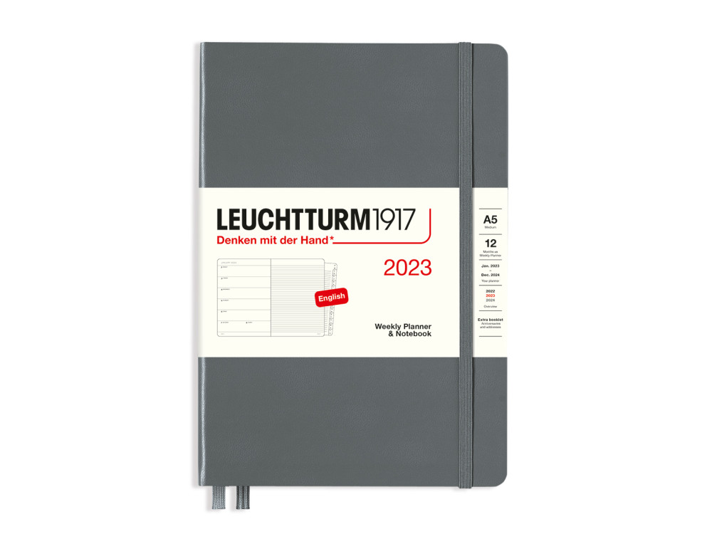 Weekly Planner & Notebook 2023 - Leuchtturm1917 - Anthracite, hard cover, A5