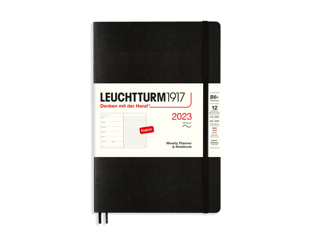 Weekly Planner & Notebook 2023 - Leuchtturm1917 - Black, soft cover, B6+