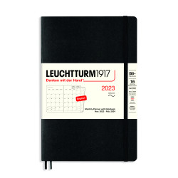 Monthly Planner with Notebook 2023 - Leuchtturm1917 - Black, soft cover, B6+