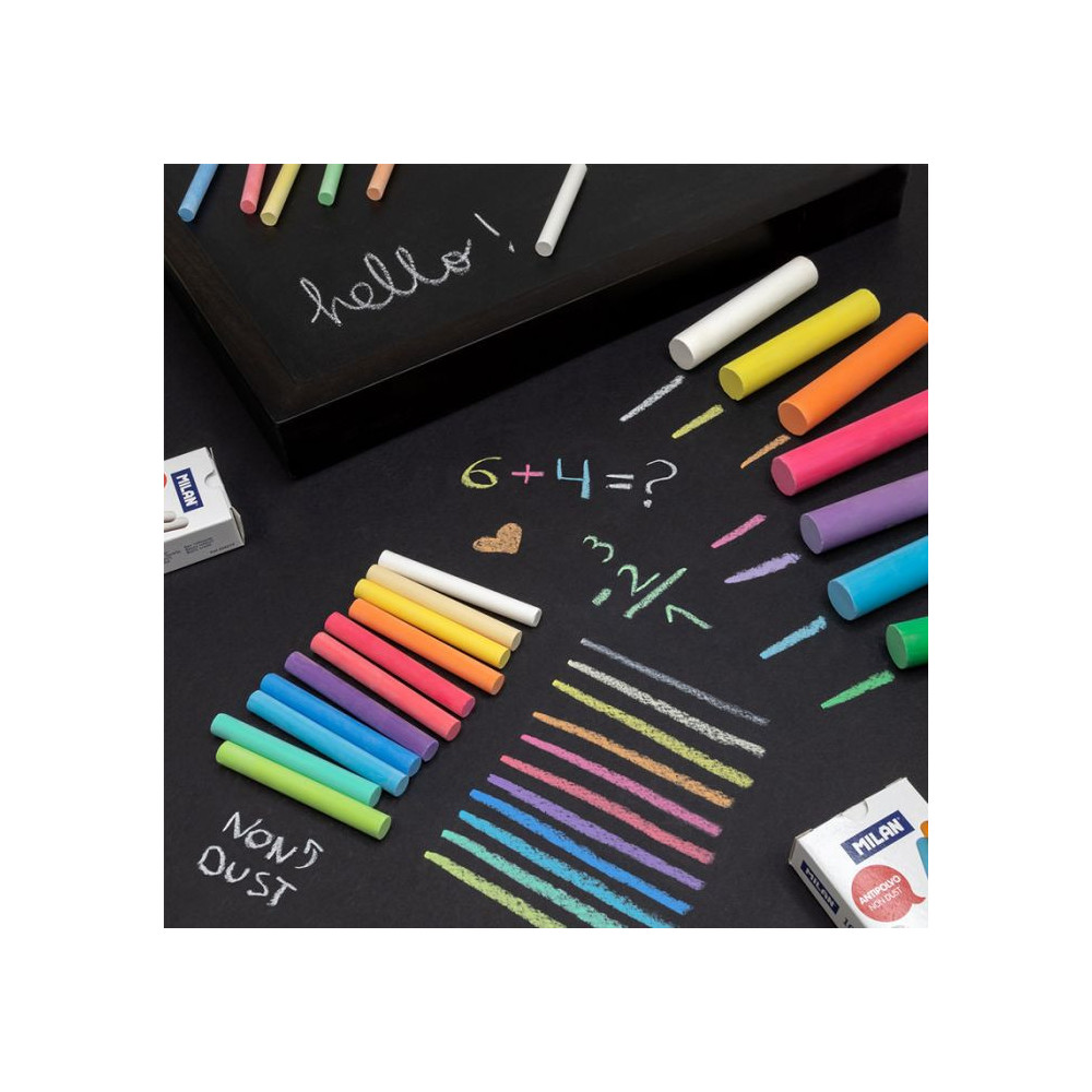 Blackboard school chalks - Milan - multicolor, round, 10 pcs.