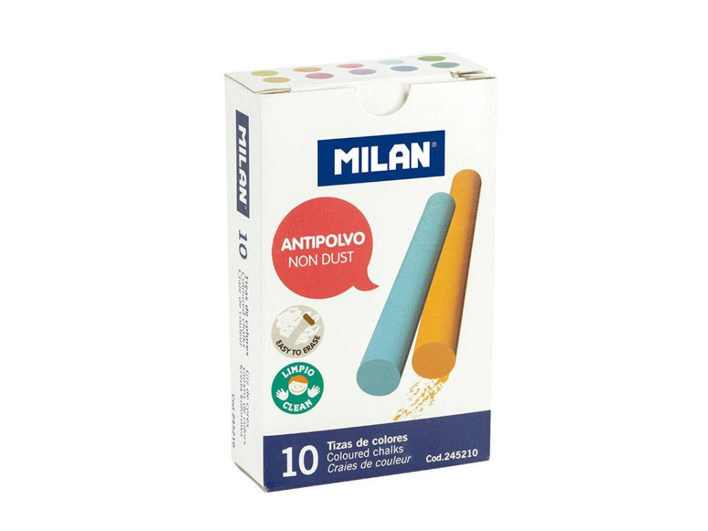 Blackboard school chalks - Milan - multicolor, round, 10 pcs.
