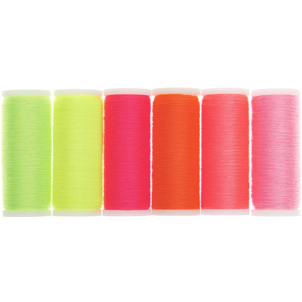 Sewing thread set - Rico Design - neon, 100 m x 6 pcs.