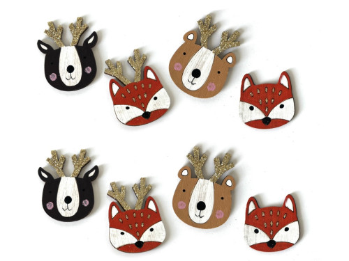 Wooden Fox and Bears motifs - DpCraft - 8 pcs.