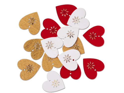 Drewniane Serca, samoprzylepne - DpCraft - 16 szt.