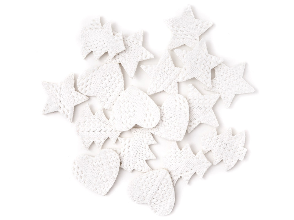 Knit and felt stickers - DpCraft - white, 16 pcs.