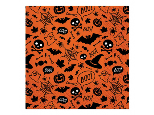 Napkins, Halloween Pattern - Paw - orange, 33 x 33 cm, 20 pcs.