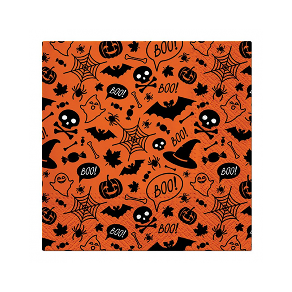 Napkins, Halloween Pattern - Paw - orange, 33 x 33 cm, 20 pcs.