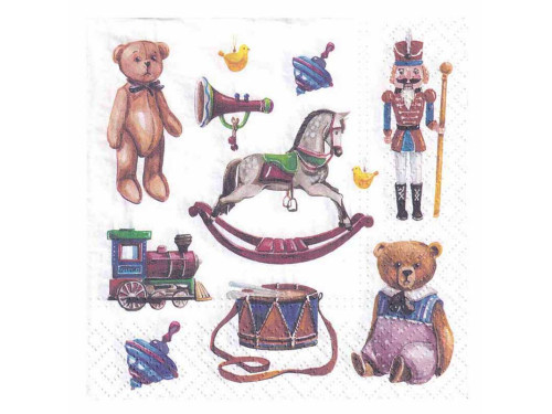 Serwetki ozdobne - Paw - Retro Toys, 33 x 33 cm, 20 szt.