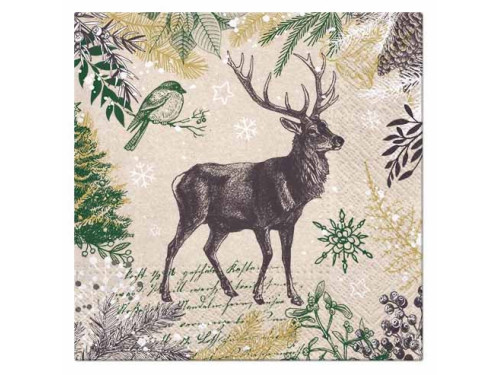 Decorative We Care napkins - Paw - Vintage Mood Deer, 33 x 33 cm, 20 pcs.