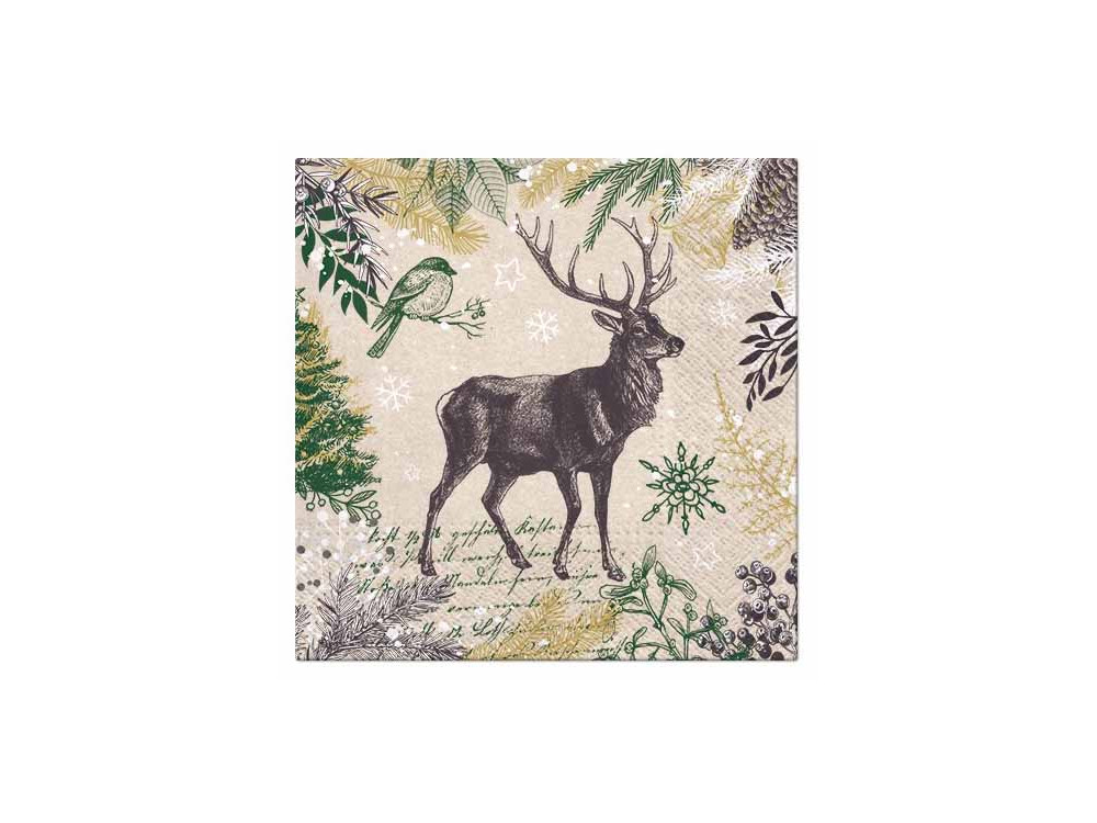 Decorative We Care napkins - Paw - Vintage Mood Deer, 33 x 33 cm, 20 pcs.