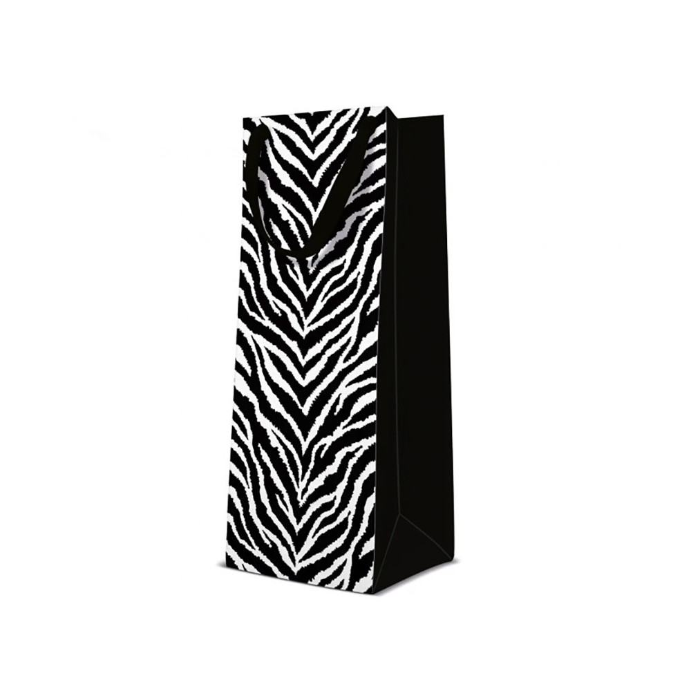 Gift paper bag, Zebra Pattern - Paw - 12 x 37 x 10 cm