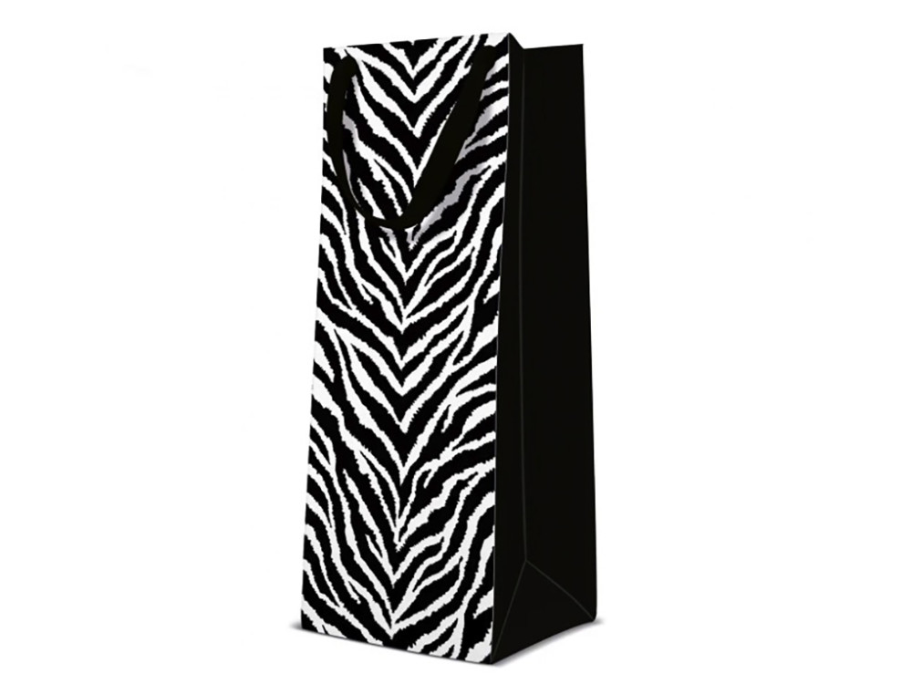 Gift paper bag, Zebra Pattern - Paw - 12 x 37 x 10 cm